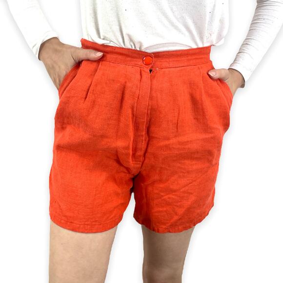 DALI MELAME CACHE Vintage 90’s Orange High Waist Shorts 3/4 - Picture 1 of 6
